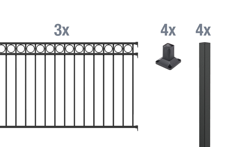 Artikelbild Zaun-Set Circle,matt-sw,zA1200/6 - Slide 1