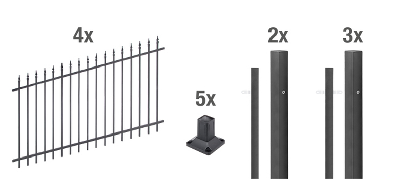 Artikelbild Zaun-Set Chaussee,verst.mattsw,zA1000/8 - Slide 1