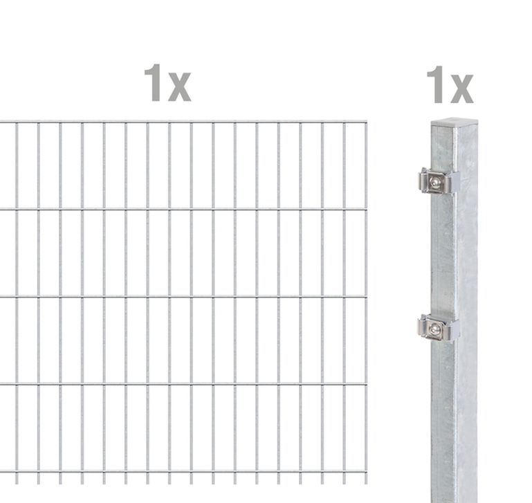 Doppelstab-Gittermatten-Anbauset, Typ 6/5/6, 2,5 m, Klemmlasche