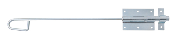 Cerrojo bayoneta, Material: Acero crudo, Superficie: galvanizado, con cerradero fijado, Longitud: 500 mm, Longitud de la pletina: 95 mm, Anchura de la pletina: 67 mm, Pernos-Ø: 15,5 mm, Anchura del bucle: 18 mm, Longitud del bucle: 67 mm, Longitud de extracción: 42 mm, Número de agujeros: 8, Perforación: Ø5 mm