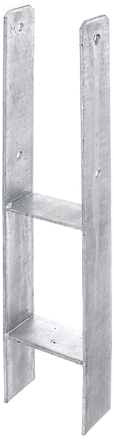 Ancre de poteau en H, Matériau: Acier brut, Finition: galvanisée, à sceller, avec marquage CE selon ETA-10/0210, Largeur d'ouverture: 111 mm, Hauteur: 300 mm, Hauteur totale: 600 mm, Profondeur: 60 mm, Épaisseur du matériau: 5,00 mm, Nombre de trous: 4, Trou: Ø11 mm