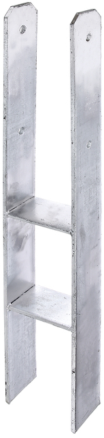 Ancre de poteau en H, Matériau: Acier brut, Finition: galvanisée, à sceller, avec marquage CE selon ETA-10/0210, Largeur d'ouverture: 121 mm, Hauteur: 400 mm, Hauteur totale: 800 mm, Profondeur: 80 mm, Épaisseur du matériau: 8,00 mm, Nombre de trous: 4, Trou: Ø13 mm