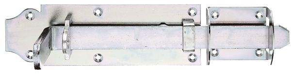 Doppeltorverschluss, speziell für Rahmentore, mit versenkten Schraublöchern, Material: Stahl roh, Oberfläche: galvanisch verzinkt, Dickschichtschutz, Gesamtlänge: 380 mm, Plattenhöhe: 80 mm, Plattenlänge: 250 mm, Anzahl Löcher: 4 / 6, Loch: Ø5,5 / Ø6 mm