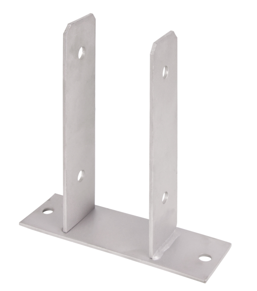 Ancre de poteau en U, Matériau: Acier inoxydable, à visser, Largeur d'ouverture: 71 mm, Hauteur: 200 mm, Profondeur de la plaque à visser: 60 mm, Profondeur de la poutre: 50 mm, Longueur de la plaque à visser: 200 mm, Épaisseur du matériau: 4,00 mm, Nombre de trous: 6, Trou: Ø11 mm