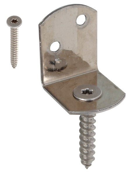 Équerre pour clôture tressée en L, Matériau: Acier inoxydable, Contenu par UV: 4 Pièce, Hauteur totale: 83 mm, Largeur: 30 mm, Profondeur: 32 mm, Hauteur: 38 mm, Entraînement: Vis Torx de 30 mm, Épaisseur du matériau: 2,00 mm, Filetage à bois-Ø: 8 x 45 mm, Nombre de trous: 2, Trou: Ø5 mm, Emballé SB