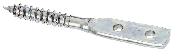 Équerre pour clôture tressée à tête plate, Matériau: Acier brut, Finition: galvanisée passivée, à visser, Longueur totale: 77 mm, Longueur filetée: 35 mm, Largeur de la feuille: 11,5 mm, Longueur de la lame: 34 mm, Écartement entre deux trous juxtaposés à partir de leur centre: 15 mm, Épaisseur du matériau: 3,00 mm, Filetage-Ø: 7 mm, Nombre de trous: 2, Trou: Ø4,5 mm
