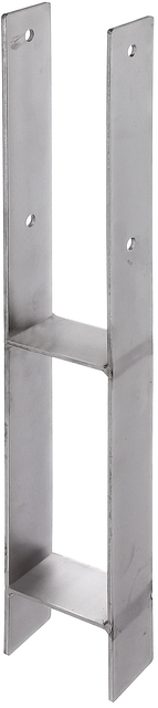Ancre de poteau en H, Matériau: Acier inoxydable, à sceller, Largeur d'ouverture: 91 mm, Hauteur: 300 mm, Hauteur totale: 600 mm, Profondeur: 60 mm, Épaisseur du matériau: 4,00 mm, Nombre de trous: 4, Trou: Ø11 mm