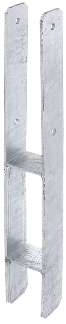 Ancre de poteau en H, Matériau: Acier brut, Finition: galvanisée, à sceller, avec marquage CE selon ETA-10/0210, Largeur d'ouverture: 71 mm, Hauteur: 300 mm, Hauteur totale: 600 mm, Profondeur: 60 mm, Épaisseur du matériau: 5,00 mm, Nombre de trous: 4, Trou: Ø11 mm