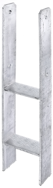 Ancre de poteau en H, Matériau: Acier brut, Finition: galvanisée, à sceller, avec marquage CE selon ETA-10/0210, Largeur d'ouverture: 116 mm, Hauteur: 300 mm, Hauteur totale: 600 mm, Profondeur: 60 mm, Épaisseur du matériau: 6,00 mm, Nombre de trous: 4, Trou: Ø11 mm