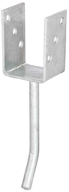 Ancre de poteau en U avec tige à sceller en acier rond, Matériau: Acier brut, Finition: galvanisée, à sceller, avec marquage CE selon ETA-10/0210, Largeur d'ouverture: 71 mm, Hauteur: 104 mm, Longueur de l'ancrage de béton: 200 mm, Profondeur: 60 mm, ø ancrage: 16 mm, Épaisseur du matériau: 4,00 mm, Nombre de trous: 6, Trou: Ø11 mm