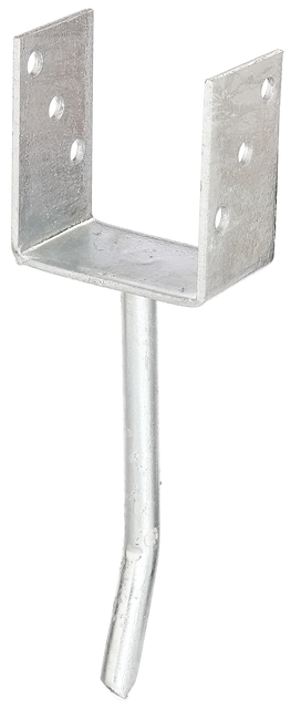 U post support with concrete anchor made of round steel, Material: raw steel, Surface: hot-dip galvanised, for setting in concrete, with CE marking in accordance with ETA-10/0210, Clear width: 91 mm, Height: 104 mm, Length of concrete anchor: 200 mm, Depth: 60 mm, Concrete anchor Ø: 16 mm, Material thickness: 4.00 mm, No. of holes: 6, Hole: Ø11 mm