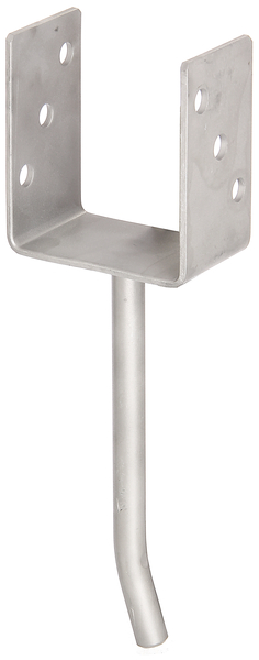 Staffa porta palo ad U con ancoraggio per calcestruzzo in acciaio tondo, Materiale: acciaio inox, da cementare, larghezza netta: 91 mm, altezza: 104 mm, Lunghezza ancoraggio per calcestruzzo: 200 mm, Profondità: 60 mm, Ancoraggio per calcestruzzo-Ø: 16 mm, Spessore del materiale: 4,00 mm, Numero di fori: 6, Foro: Ø11 mm