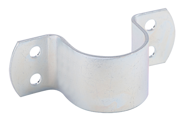 Argolla para tubos, Material: Acero crudo, Superficie: galvanizados, pasivado con capa gruesa, Longitud: 119 mm, Anchura: 40 mm, Altura: 47 mm, Para Ø de tubo: 44,5 mm, Para Ø de tubo: 1 3/4 Pulgadas, Espesura del material: 3,00 mm, Número de agujeros: 4, Perforación: Ø8 mm