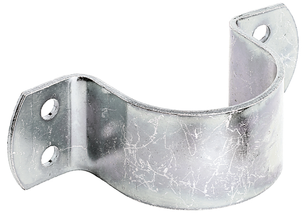 Rohrschelle, Material: Stahl roh, Oberfläche: galvanisch verzinkt, Dickschichtschutz, Länge: 133 mm, Breite: 40 mm, Höhe: 58 mm, für Rohr-Ø: 57 mm, für Rohr-Ø: 2 1/4 Zoll, Materialstärke: 3,00 mm, Anzahl Löcher: 4, Loch: Ø8 mm