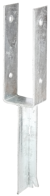 Ancre de poteau en U avec tige en fer Forme T à sceller, Matériau: Acier brut, Finition: galvanisée, à sceller, avec marquage CE selon ETA-10/0210, Largeur d'ouverture: 71 mm, Hauteur: 200 mm, Longueur de l'ancrage de béton: 200 mm, Profondeur: 50 mm, Épaisseur du matériau: 4,00 mm, Nombre de trous: 4, Trou: Ø11 mm