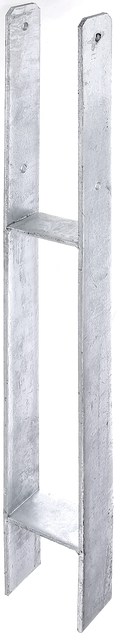 Ancre de poteau en H, Matériau: Acier brut, Finition: galvanisée, à sceller, avec marquage CE selon ETA-10/0210, Largeur d'ouverture: 91 mm, Hauteur: 300 mm, Hauteur totale: 800 mm, Profondeur: 60 mm, Épaisseur du matériau: 6,00 mm, Nombre de trous: 4, Trou: Ø11 mm