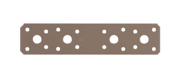 DURAVIS® Platine d'assemblage, Matériau: Acier, galvanisé Sendzimir, Finition: double plastification beige perle RAL 1035, avec marquage selon EN 14545, Longueur: 180 mm, Largeur: 40 mm, Épaisseur du matériau: 3,00 mm, Nombre de trous: 4 / 16, Trou: Ø11 / Ø5 mm, Garantie de 20 ans contre l'oxydation