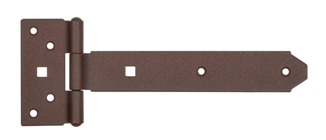 DURAVIS® Kreuzgehänge, mit vernietetem Stift, Material: Stahl, blau verzinkt, Oberfläche: rostbraun duplexbeschichtet, Bandlänge: 192 mm, Scharnierbreite: 45 mm, Scharnierlänge: 90 mm, Bandbreite: 34 mm, Materialstärke: 2,00 mm, Anzahl Löcher: 6 / 2, Loch: Ø6,5 / 9 x 9 mm, 20 Jahre Garantie gegen Durchrosten, CutCase
