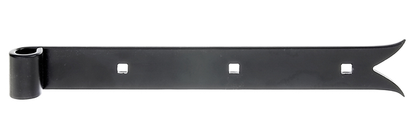 Penture bout queue de carpe, Matériau: Acier brut, Finition: plastifiée noire, Longueur: 300 mm, ø gond: 14 mm, Largeur: 35 mm, Largeur de la queue de la carpe: 45 mm, Nombre de trous: 3, Trou: 7,5 x 7,5 mm