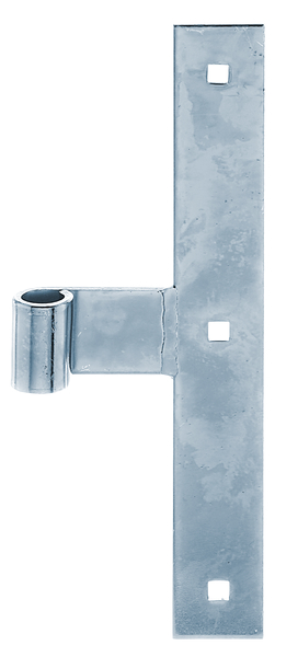 Penture milieu bout droit, Matériau: Acier brut, Finition: zinguée, Hauteur: 250 mm, Largeur: 35 mm, ø gond: 14 mm, Entraxe entre le milieu de la penture et le milieu du gond: 68 mm, Épaisseur du matériau: 4,00 mm, Nombre de trous: 3, Trou: 7,5 x 7,5 mm