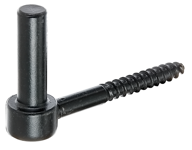 Kloben zum Einschrauben, J-Haken, Material: Stahl roh, Oberfläche: kataphoretisch aufgetragener schwarzer Tauchlack, Dornmaß-Ø: 14 mm, Länge: 105 mm, Gewindelänge: 52 mm, Länge Dorn: 45 mm, Holzgewinde-Ø: 10 mm