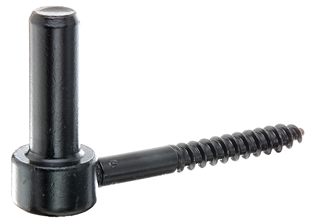 Kloben zum Einschrauben, J-Haken, Material: Stahl roh, Oberfläche: kataphoretisch aufgetragener schwarzer Tauchlack, Dornmaß-Ø: 16 mm, Länge: 110 mm, Gewindelänge: 52 mm, Länge Dorn: 45 mm, Holzgewinde-Ø: 10 mm