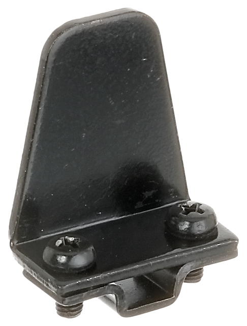 Butée d'arrêt de volet Marseillais, Matériau: Acier brut, Finition: laquée noire par immersion cataphorèse, Hauteur: 40 mm, Distance arrêt - mur: 18 mm, Largeur: 35 mm, Description de l'article: Plaque de fixation à voûte carrée, Épaisseur du matériau: 2,50 mm