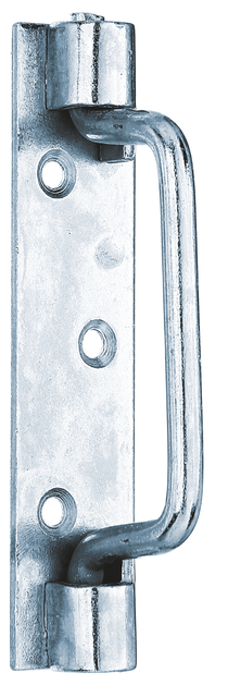 Poignée Saint Etienne, avec trous de vis fraisés, Matériau: Acier brut, Finition: zinguée, Longueur: 127 mm, Largeur: 30 mm, Ø poignée: 7 mm, Nombre de trous: 3, Trou: Ø5,5 mm