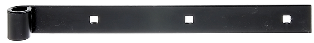 Penture bout droit, Matériau: Acier brut, Finition: plastifiée noire, Longueur: 300 mm, ø gond: 14 mm, Largeur: 30 mm, Épaisseur du matériau: 4,00 mm, Nombre de trous: 3, Trou: 7,5 x 7,5 mm, Garantie de 15 ans contre l'oxydation