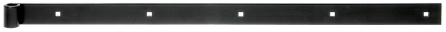 Penture bout droit, Matériau: Acier brut, Finition: plastifiée noire, Longueur: 700 mm, ø gond: 14 mm, Largeur: 35 mm, Nombre de trous: 5, Trou: 7,5 x 7,5 mm, Garantie de 15 ans contre l'oxydation