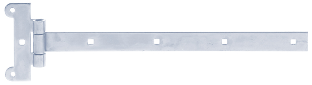 Penture anglaise, avec l'axe pressé, Matériau: Acier brut, Finition: zinguée, Longueur de penture: 391 mm, Largeur de charnière: 45 mm, Longueur de charnière: 115 mm, Largeur de penture: 30 mm, Épaisseur du matériau: 4,00 mm, Nombre de trous: 2 / 5, Trou: Ø6,8 / 7,5 x 7,5 mm