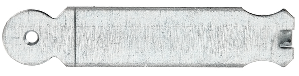 Wall clamp, rounded, Material: raw steel, Surface: sendzimir galvanised, for setting in concrete, Contents per PU: 6 Piece, Length: 140 mm, Width: 30 mm, Material thickness: 2.50 mm, No. of holes: 1, Hole: Ø5.5 mm, in bargain pack, CutCase