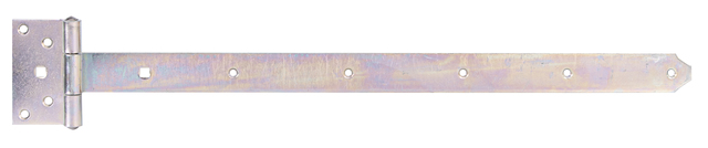 Kreuzgehänge, mit vernietetem Stift, Material: Stahl roh, Oberfläche: galvanisch verzinkt, Dickschichtschutz, Bandlänge: 591 mm, Scharnierbreite: 59 mm, Scharnierlänge: 103 mm, Bandbreite: 40 mm, Ausführung: schwer, Materialstärke: 3,50 mm, Anzahl Löcher: 9 / 2, Loch: Ø6,5 / 9 x 9 mm