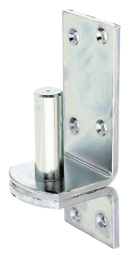 Gond sur platine crochet DI, avec trous de vis fraisés, Matériau: Acier brut, Finition: galvanisée passivée, Distance axe-Ø: 20 mm, Entraxe axe - platine: 20 mm, Hauteur de platine: 167 mm, Largeur de platine: 60 mm, Longueur axe: 60 mm, Épaisseur du matériau: 6,00 mm, Nombre de trous: 6, Trou: Ø7,2 mm