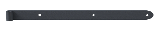 Penture Ovado droite bout arrondi, Matériau: Acier, Finition: zinguée, plastifiée gris graphite, Longueur: 600 mm, ø gond: 16 mm, Largeur: 40 mm, Épaisseur du matériau: 5,00 mm, Nombre de trous: 2 / 1, Trou: Ø9 / 11 x 11 mm