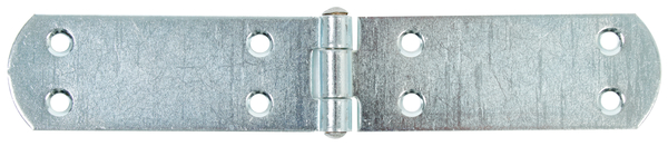 Charnière de malle, avec goupille rivetée, avec trous de vis fraisés, Matériau: Acier brut, Finition: zinguée, Longueur: 195 mm, Largeur: 35 mm, Épaisseur du matériau: 2,00 mm, Nombre de trous: 8, Trou: Ø5,5 mm, Article France