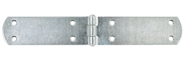 Charnière de malle, avec goupille rivetée, avec trous de vis fraisés, Matériau: Acier brut, Finition: zinguée, Longueur: 250 mm, Largeur: 40 mm, Épaisseur du matériau: 2,50 mm, Nombre de trous: 8, Trou: Ø5,5 mm, Article France