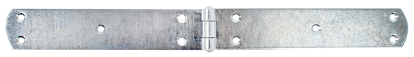 Charnière de malle, avec goupille rivetée, avec trous de vis fraisés, Matériau: Acier brut, Finition: zinguée, Longueur: 400 mm, Largeur: 40 mm, Épaisseur du matériau: 3,00 mm, Nombre de trous: 10, Trou: Ø6 mm, Article France
