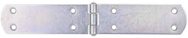 Charnière de malle, avec goupille rivetée, avec trous de vis fraisés, Matériau: Acier brut, Finition: galvanisée passivée, Longueur: 250 mm, Largeur: 40 mm, Épaisseur du matériau: 2,50 mm, Nombre de trous: 8, Trou: Ø5,5 mm