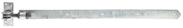 Ladenband, gerade, Abschluss abgerundet, verstellbar, Material: Stahl roh, Oberfläche: feuerverzinkt, Länge: 660 mm, Breite: 40 mm, verstellbar um: 30 mm, Gewinde: M16, Materialstärke: 5,00 mm, Anzahl Löcher: 4 / 1 / 4, Loch: Ø7 / 9 x 9 / Ø6 mm