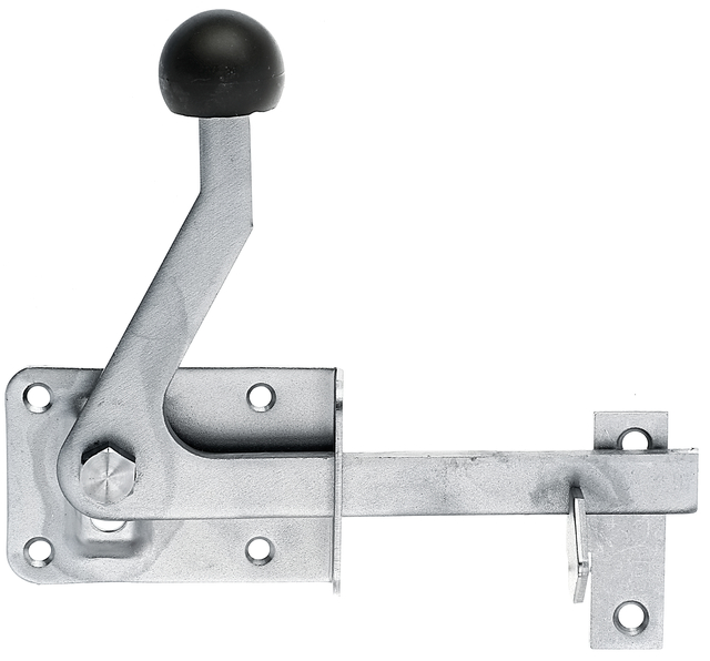 Garden gate latch, with countersunk screw holes, with door latch, Material: stainless steel, additionally shot blasted, Plate length: 80 mm, Plate width: 55 mm, No. of holes: 4 / 2, Hole: Ø5 mm