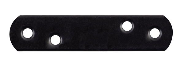 Lastrina di giunzione piana con estremità arrotondate, con fori per viti incassate, Materiale: acciaio grezzo, superficie: zincata, plastificata nera, Larghezza: 19 mm, lunghezza: 77 mm, Spessore del materiale: 2,00 mm, Numero di fori: 4, Foro: Ø4,5 mm, 15 anni di garanzia contro la formazione di ruggine, CutCase