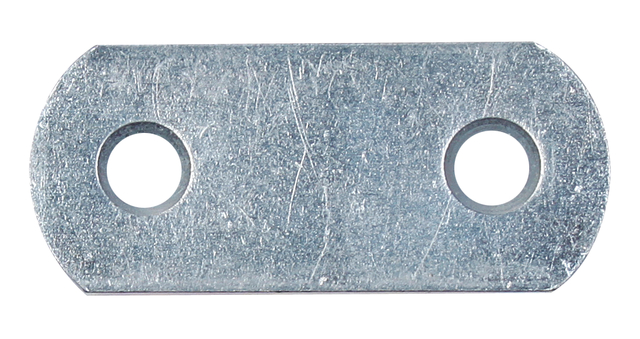 Platine d'assemblage avec bouts arrondis, avec trous de vis fraisés, Matériau: Acier brut, Finition: zinguée, Largeur: 16 mm, Longueur: 37 mm, Épaisseur du matériau: 1,50 mm, Nombre de trous: 2, Trou: Ø4,5 mm, CutCase