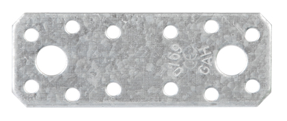Platine d'assemblage, Matériau: Acier brut, Finition: galvanisée Sendzimir, avec marquage selon EN 14545, Longueur: 96 mm, Largeur: 35 mm, Épaisseur du matériau: 2,50 mm, Nombre de trous: 2 / 12, Trou: Ø11 / Ø5 mm, CutCase
