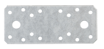 Platine d'assemblage, Matériau: Acier brut, Finition: galvanisée Sendzimir, avec marquage selon EN 14545, Longueur: 133 mm, Largeur: 55 mm, Épaisseur du matériau: 2,50 mm, Nombre de trous: 2 / 16, Trou: Ø11 / Ø5 mm, CutCase