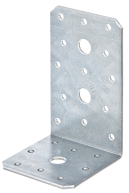 Angle bracket, Material: raw steel, Surface: sendzimir galvanised, with CE marking in accordance with ETA-08/0165, Depth: 60 mm, Height: 100 mm, Width: 60 mm, Material thickness: 2.50 mm, No. of holes: 3 / 21, Hole: Ø11 / Ø5 mm, CutCase