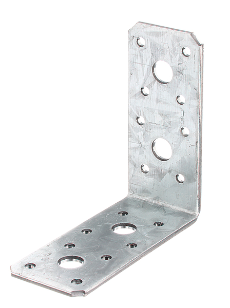 Winkelverbinder, Material: Stahl roh, Oberfläche: sendzimirverzinkt, mit CE-Kennzeichnung nach ETA-08/0165, Tiefe: 90 mm, Höhe: 90 mm, Breite: 40 mm, Materialstärke: 3,00 mm, Anzahl Löcher: 4 / 16, Loch: Ø11 / Ø5 mm, CutCase