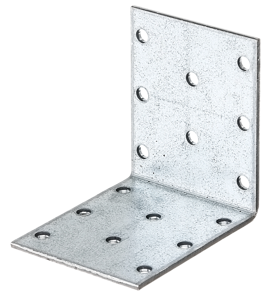 Lochplattenwinkel, Material: Stahl roh, Oberfläche: sendzimirverzinkt, mit CE-Kennzeichnung nach ETA-08/0165, Tiefe: 60 mm, Höhe: 60 mm, Breite: 50 mm, Materialstärke: 2,00 mm, Anzahl Löcher: 16, Loch: Ø5 mm, Art.-Nr.: 331481, Russland-Artikel