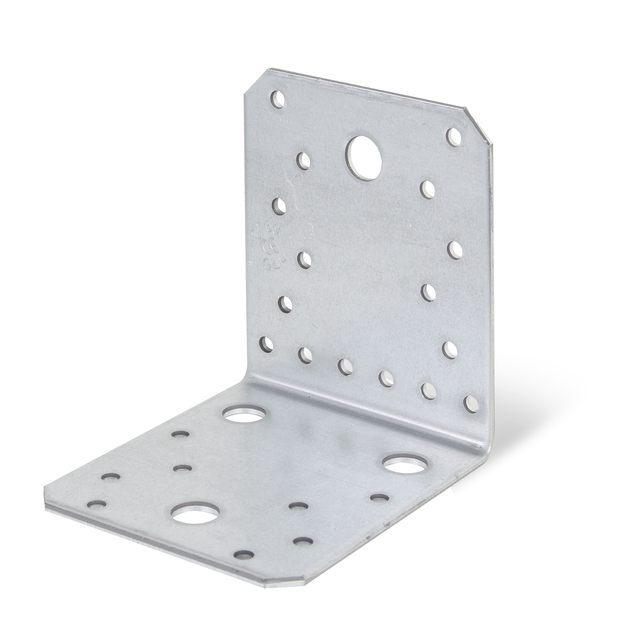 Angle bracket, Material: raw steel, Surface: sendzimir galvanised, with CE marking in accordance with ETA-08/0165, Depth: 105 mm, Height: 105 mm, Width: 90 mm, Material thickness: 3.00 mm, No. of holes: 4 / 24, Hole: Ø13 / Ø5 mm, CutCase
