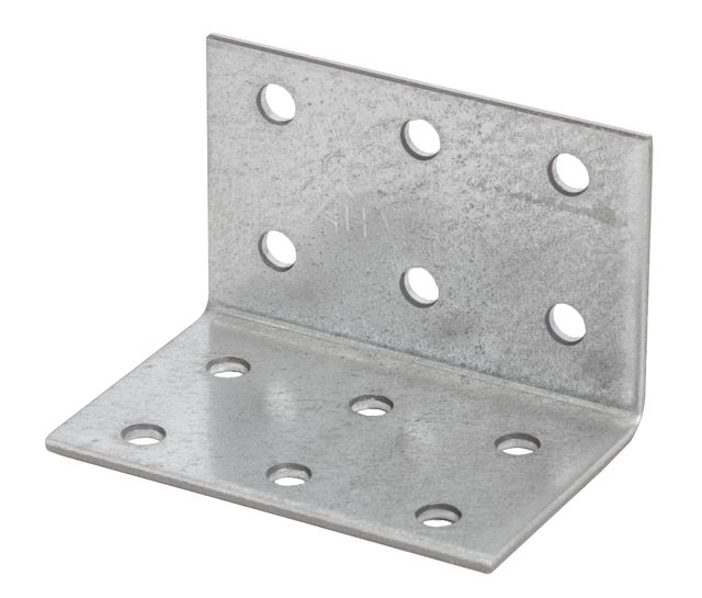 Perforated angle plate, Material: raw steel, Surface: sendzimir galvanised, with CE marking in accordance with ETA-08/0165, Depth: 40 mm, Height: 40 mm, Width: 60 mm, Material thickness: 2.00 mm, No. of holes: 12, Hole: Ø5 mm, CutCase